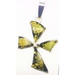 Srebrny krzyż z bursztynem